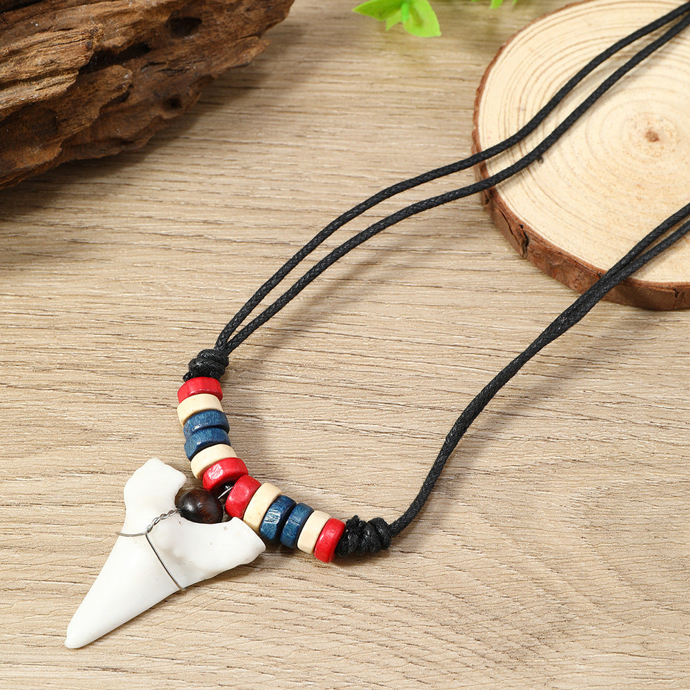 Shark tooth necklace bohemian handicraft jewelry